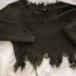 Dolls Kill Kush Kreature Olive Green Sweater